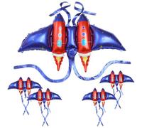 Générique 5 Pièces Ballon en Aluminium Ailes de Fusée Léger Effet Décoratif pour Fournitures de Fête D'anniversaire et Décorations de Scène