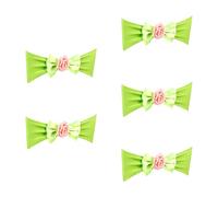 Générique 5 pièces élastique Chaise nœud Papillon Cravate avec Fleur de Rose Artificielle Chaise Bande Ceinture pour réception de Mariage Banquet décorations Mariage Bowknot