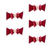 Générique 5 pièces élastique Chaise nœud Papillon Cravate avec Fleur de Rose Artificielle Chaise Bande Ceinture pour réception de Mariage Banquet décorations Mariage Bowknot