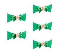Générique 5 pièces élastique Chaise nœud Papillon Cravate avec Fleur de Rose Artificielle Chaise Bande Ceinture pour réception de Mariage Banquet décorations Mariage Bowknot