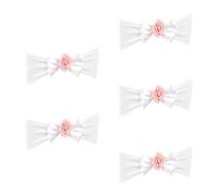 Générique 5 pièces élastique Chaise nœud Papillon Cravate avec Fleur de Rose Artificielle Chaise Bande Ceinture pour réception de Mariage Banquet décorations Mariage Bowknot