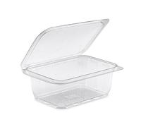 Générique 50 barquettes fraicheur avec couvercle à charnière 375 cc en plastique PET pour salade et aliments froids
