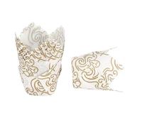 Générique 50 Pièces Caissette Muffins Papier Tulipe Caissettes Cupcake Vintage Doublures Cupcake Tulipes Étuis Muffins Résistants La Graisse Résistantes Cases Moule Papier Cuisson Mariage Anniversair