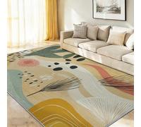 Générique 50 x 80 cm Tapis À Poils Courts Lavable, Brun Clair Moderne Bohème Abstrait Plante Feuille Tapis Salon, Doux Antidérapant Tapis pour Entrée Intérieur, Chambre, Cuisine, Chambre d'enfant