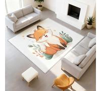 Générique 50 x 80 cm Tapis Animal Dessin Animé Couleurs Pastels Imprimé Renard Éléments Botaniques Tapiss & Tapis antidérapant Magique intégré pour Couloir Entrée