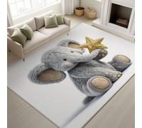 Générique 50 x 80 cm Tapis Réaliste Mignon Imprimé Animaux Onirique Tapiss Bébé éléphant avec étoiles et Peluches & Tapis antidérapant Magique intégré pour Couloir Entrée