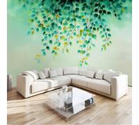 Générique 500 x 280 cm Papier Peint Panoramique Campagne Plantes Feuilles Élégance 3D Mural Design, Photo Décoration Murale, Papiers Peints Intissé Décoration Murale Salon Chambr, Vert