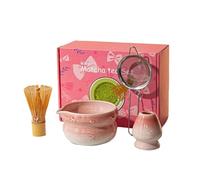 Générique 5pcs Rose Style Japonais Matcha Faisant Le Kit En Céramique Matcha Bol Mignon Tasse À Thé Avec Bec Complet Thé Ensemble De Brassage