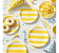 Générique - 6 ASSIETTES CARTON RAYÉ DOLCE VITA 23CM JAUNE