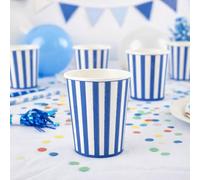 Générique - 6 GOBELETS CARTON RAYÉ DOLCE VITA 25CL BLEU BLANC
