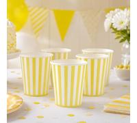 Générique - 6 GOBELETS CARTON RAYÉ VERTICAL 25CL JAUNE BLANC