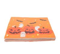 Générique 60 Pièces Serviettes en Papier Halloween Orange Solide et Hygiénique avec Motifs Festifs pour Dîner et Soirée Cocktail en Paquets Individuels Carrés
