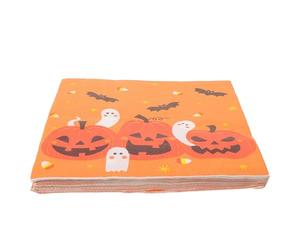 Générique 60 Pièces Serviettes en Papier Halloween Orange Solide et Hygiénique avec Motifs Festifs pour Dîner et Soirée Cocktail en Paquets Individuels Carrés