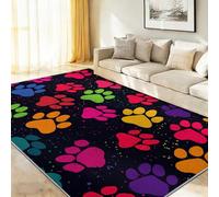Générique 60 x 120 cm Tapis À Poils Courts Lavable, Noir Minimaliste Chic Animal Empreintes De Pattes Tapis Salon, Doux Antidérapant Tapis pour Entrée Intérieur, Chambre, Cuisine, Chambre d'enfant