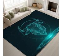 Générique 60 x 90 cm Tapis Dessin Animé Magique Imprimé Constellation Minimaliste Tapiss Tête de Taureau Lumineuse Taureau & Tapis antidérapant Magique intégré pour Couloir Entrée
