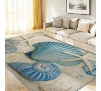 Générique 60 x 90 cm Tapis Entrée Intérieur, Beige Antidérapant Tapis Lavable, Pile Courte Tapis Salon Côtier Océan Animal Coquillages Étoiles De Mer pour Dessous, Cuisine, Chambre Chien