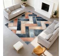 Générique 60 x 90 cm Tapis Moderne Rétro Imprimé Minimaliste Tapiss Pêche Bleu Marine Chevrons & Tapis antidérapant Magique intégré pour Couloir Entrée