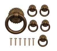Générique 6pcs Poignee de Meuble Vintage Bouton de Meuble Tiroir Bague Poignée de Traction Poignées de Tirage Antique pour Cuisine Armoire Placard Commode Porte