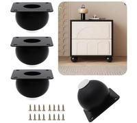 Générique 7cm 11cm Pieds de de Meuble Boule en Acier Inoxydable | Lot de 4 Pieds De Support, Pied de Rechange Pour Commode Canapé Lit Et Armoire(Black,7cm/2.8in)