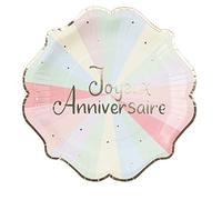 Générique - 8 ASSIETTES CARTON ANNIVERSAIRE PASTEL PARTY 23CM