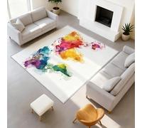 Générique 80 x 150 cm Tapis Aquarelle Moderne Imprimé Gaming Tapiss Carte du Monde colorée & Tapis antidérapant Magique intégré pour Salon Chambre, Bureau