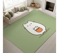Générique 80 x 150 cm Tapis Dessin Animé Animal Imprimé Halloween Minimaliste Tapiss Chat Blanc Seau à Bonbons & Tapis antidérapant Magique intégré pour Salon Chambre, Bureau