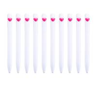Générique à bille en plastique 10pcs coeur, White | à huile pour bureau et école, à bille en plastique, écriture fluide, papeterie à encre noire