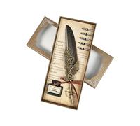 Générique à plume antique à plume gravé rétro, Grey | Ensemble de stylos à plumes gravés en métal rétro, comprend 5 pointes et encres pour l ' écriture manuscrite, le