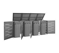 Générique Abri pour Quatre poubelles 276,5x77,5x112,5 cm INOX,Maison & Jardin, Produits ménagers, Accessoires pour conteneurs à déchets, Cache-conteneurs à déchets, Anthracite (Poids 69.6KG)