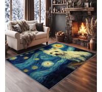 Générique Abstrait 100 x 160 cm Imprimé Tapis de Chambre, Galaxie Ciel Étoilé Animal Chien Lavable Tapis de Salon Antidérapant - Doux Moquette pour Salle de Séjour Chambre d'enfant Salle de Jeu