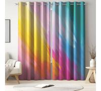 Générique Abstrait Aquarelle Rideau Occultants Imprimés Coloré Dégradé Couleurs Rideaux Thermiques Fenêtre Décor avec œillets pour Salon Chambre à Coucher, L 140 x H 260 cm 2 Panneaux