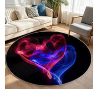 Générique Abstrait Moderne Tapis Rond Chambre Enfant Tapis Effet 3D Poil Court et Doux Antidérapant pour Chambres à Coucher, Salle de Jeu Tapis Chambre Fille Garçon Ado Adulte, Ø 100 cm Fumée Cœur