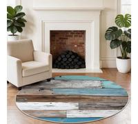 Générique Abstrait Planches en Bois Tapis Rond 100 cm, Lavable & Antidérapant, Rustique Effet Vieilli Tapis de Salon Doux Poil Ras pour Chambre & Bureau, Multicolore