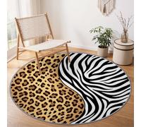 Générique Abstrait Texture Animale Antidérapant Tapis Rond 120 cm, Noir | Imprimé Léopard Imprimé Zèbre Lavable en Machine Tapis Rond, Moquette de Salon et Chambre Doux pour Intérieurs décoration