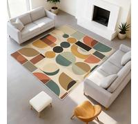 Générique Abstrait Vintage Doux Tapiss Moderne Imprimé Tapis Cercle Demi-Cercle Lavable Tapis de Antidérapant pour Couloir Entrée 60 x 90 cm