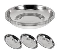 Générique Acier Inoxydable Plateau Rond de Barbecue, Lot de 6 Pièces | Design Profond Antidérapant, Bords Lisses Polis, Empilables, pour Repas de Pique-niques et Service