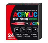 Générique Acrylic Paint Markers - 5.7 inches Professional Art Pens | Acrylic Vibrant Pigment - Odorless Water-Based Marker Set for DIY Canvas Wood Ceramic Rock Painting and Śurface Crafts