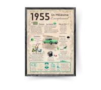 Générique Affiche anniversaire 71 ans Affiche cadeau,carte cadeau anniversaire,cadeau homme, femme, (1955(cadre non inclus))