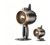 Générique Airplane Engine Desk Fan | Foldable USB Rechargeable ABS Portable Fan 2400mAh 5 Speed 360° Adjustable Quiet Cooling F́an | Compact Desktop F̀an for Home Office Camping Travel