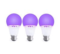 Générique Ampoules LED UV - Lot de 3 - Ampoules à lumière Noire ultraviolette 9W - Douille Standard B22 - Longueur d'onde 395-400 nm, économique et Longue durée de Vie