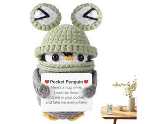 Générique Animal Pingouin au Crochet | 10 Cm Motivationnelle Tricotée | Animal au Crochet Motivant - pour Adultes Employés Noël Collègues Amateurs D'Artisanat Collectionneurs Étagère