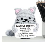 Générique Animaux au Crochet à Messages Positifs - Le Chat au Crochet Positif - Jouet pour Chat Tissé Main Cadeau Déco d'Intérieur pour Amies Femme