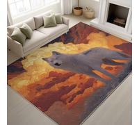 Générique Anime Japonais Doux Tapiss Ciel Animal Imprimé Tapis Flamme Loup Nuages Lavable Tapis de Antidérapant pour Salon Chambre, Bureau 120 x 180 cm