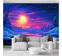 Générique Anime Papier Peint Panoramique 250L x 175H cm, Cartoon Hiver Neige Forêt Papier Peint Intissé Mural Art - Bleu Ardoise Poster Photo Fresque Mural Décoratif pour Salle à Manger Salon Chambre