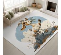 Générique Antidérapant Dessin Animé Mignon Lavable Tapiss Animal Humoristique Support en TPR Tapis Chèvre de Montagne Motif Rocher Escarpé Tapis 60 x 90 cm pour Couloir Entrée