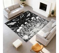 Générique Antidérapant Fantaisie Cosmos Moderne Lavable Tapiss Crânes Noir et Blanc Ciel Nocturne Support en TPR Tapis Tapis 50 x 80 cm pour Couloir Entrée
