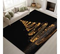 Générique Antidérapant Minimaliste 3D Lavable Tapiss Abstrait Moderne Support en TPR Tapis Sapin de Noël Doré Tapis 50 x 80 cm pour Couloir Entrée