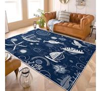 Générique Antidérapant Tapis Salon Chambre 140x200 cm ThèMe Nautique Motifs Abstraits, Tapis à Court Poils Doux Bleu Lavable en Machine Antifouling Décoration de Office, Couloir, Paillasson