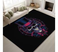 Générique Antidérapant Vintage Couleurs Vives Lavable Tapiss Rock 'n' Roll Abstrait Support en TPR Tapis Chapeau Haut-de-Forme Crâne/Tête de Mort Tapis 60 x 90 cm pour Couloir Entrée