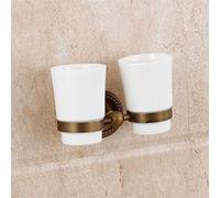 Générique Antique Brass Bathroom Accessories Set - Unique Toilet Brush & Double Glass Basket Elegant Bronze Sculpture Material for Stylish Home Décor